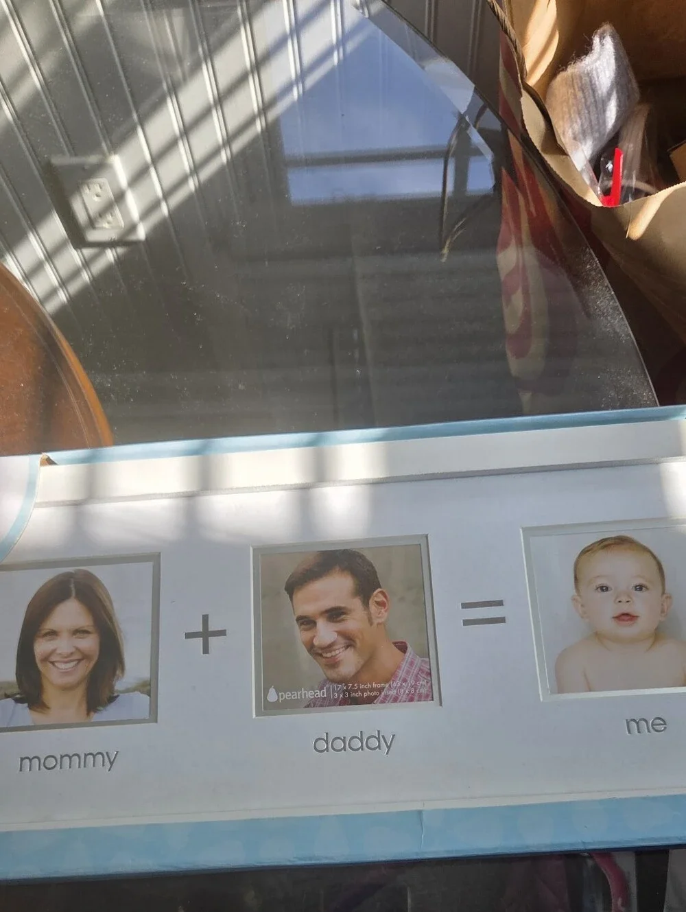 Mommy + Daddy = Me Picture Frame - Blue Accents NWT